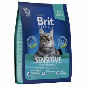 Брит Premium Sensitive для кошек с чувствительным пищеварением.